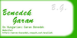 benedek garan business card